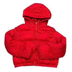 Bold Red Hooded Puffer Jacket